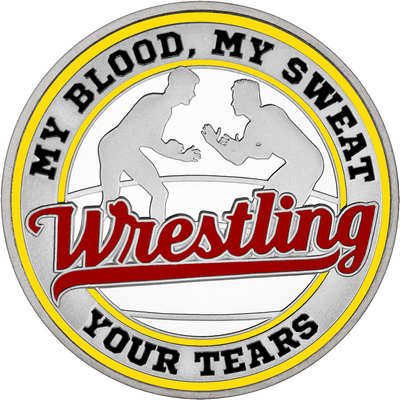 Maroon "Wrestling" with Yellow Outer Circular Borders